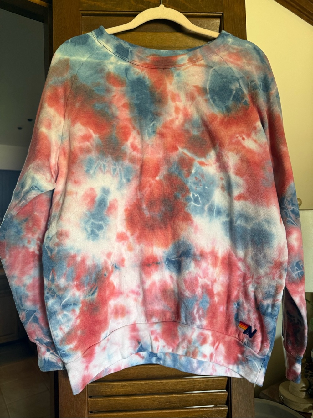 Aviator Nation red and blue tie dye sweatshirt GUC size Medium
